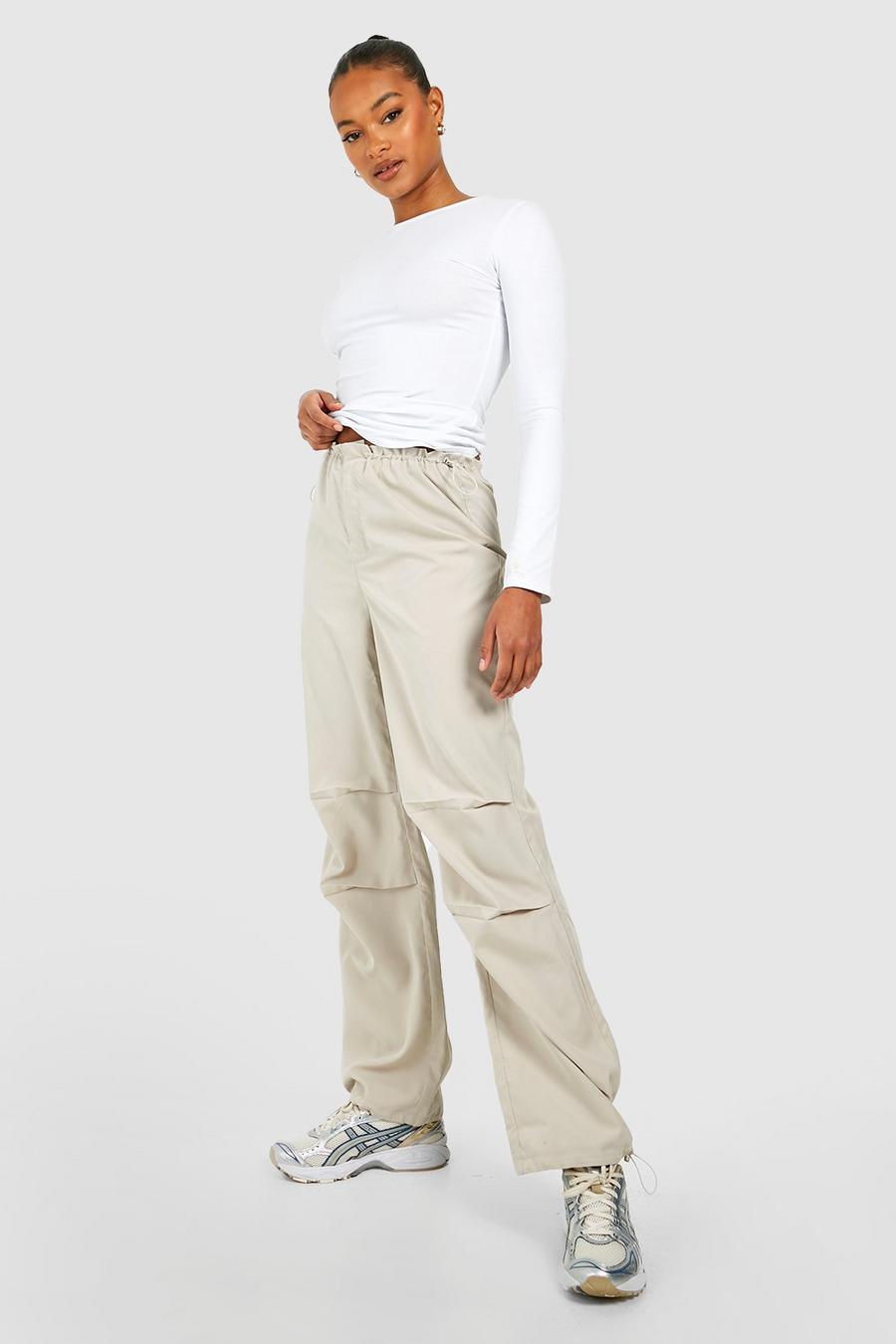 Dove Tall Low Rise Elasticated Waist Cargo Parachute Pants image number 1