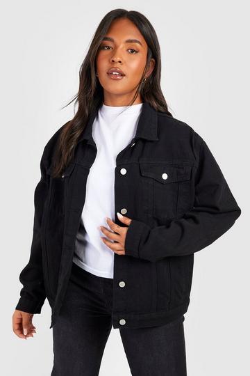 Plus Denim Oversized Jacket washed black