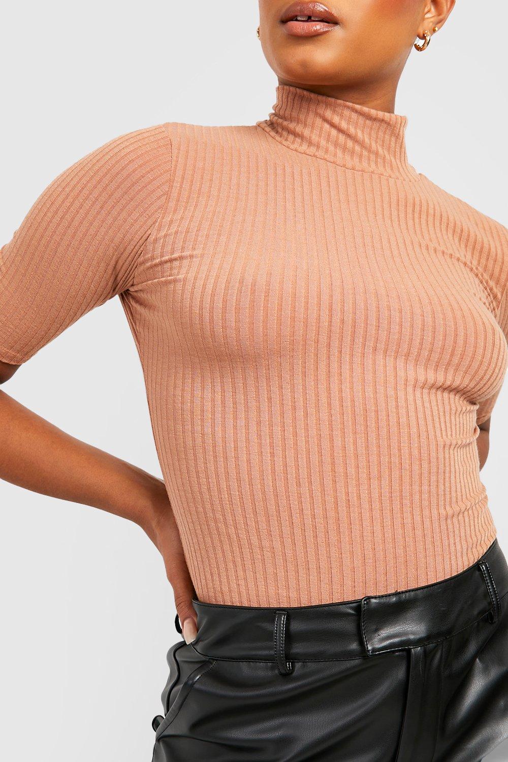 Funnel neck short sleeve top hot sale