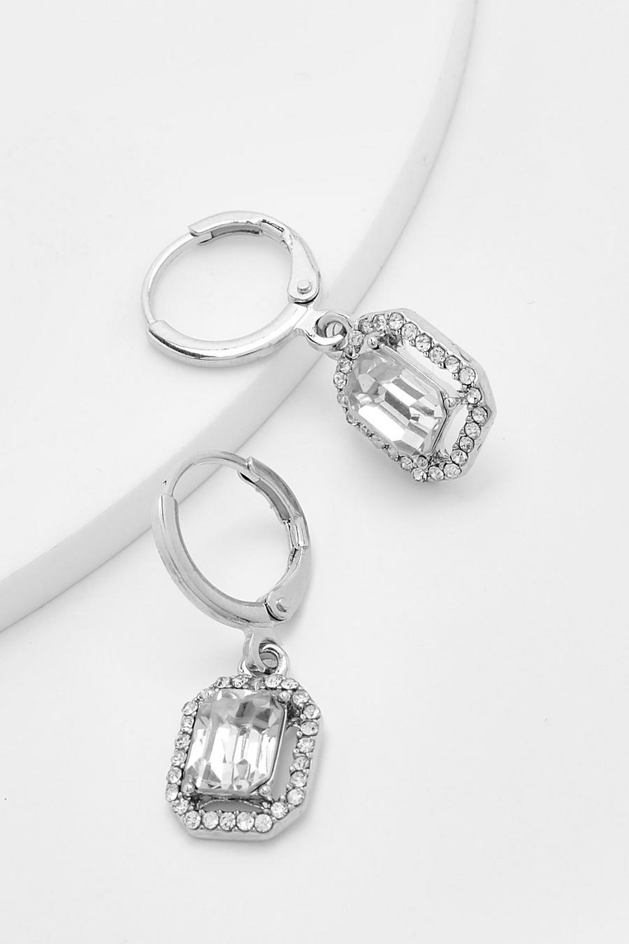 Silver Hoops örhängen med smyckestenar image number 1