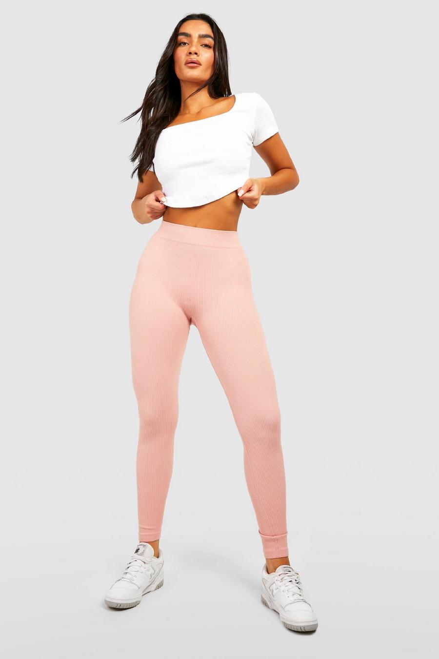 Blush pink Structured Seamless Contour Ribbed Leggings