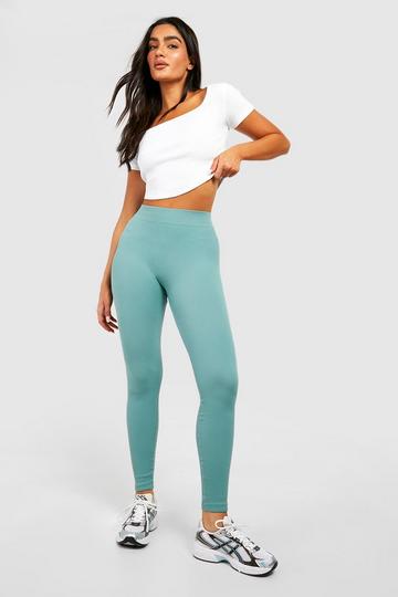 Sage Green Structured Seamless Contour Ribbed Sculpt Leggings