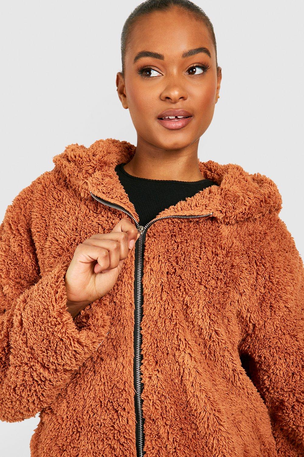 Teddy bear bomber jacket hotsell with hood