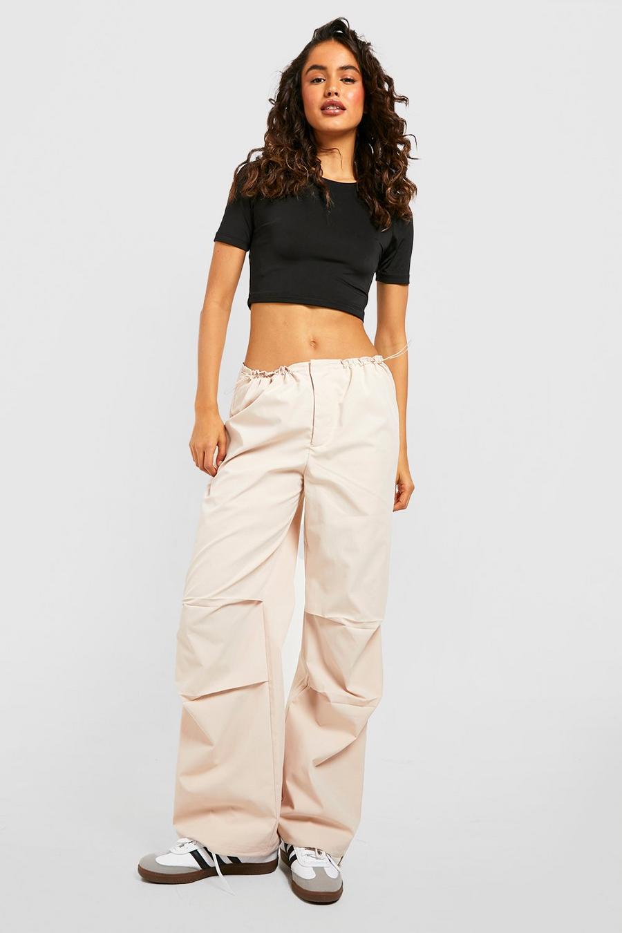 Stone Low Rise Elasticated Waist Parachute Pants image number 1