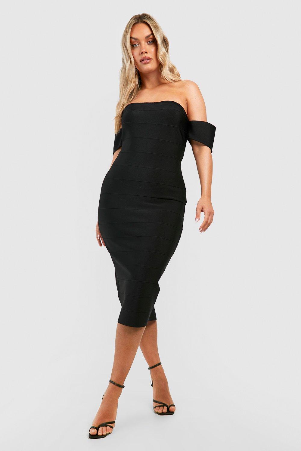 Black off the shoulder hotsell bandage dress