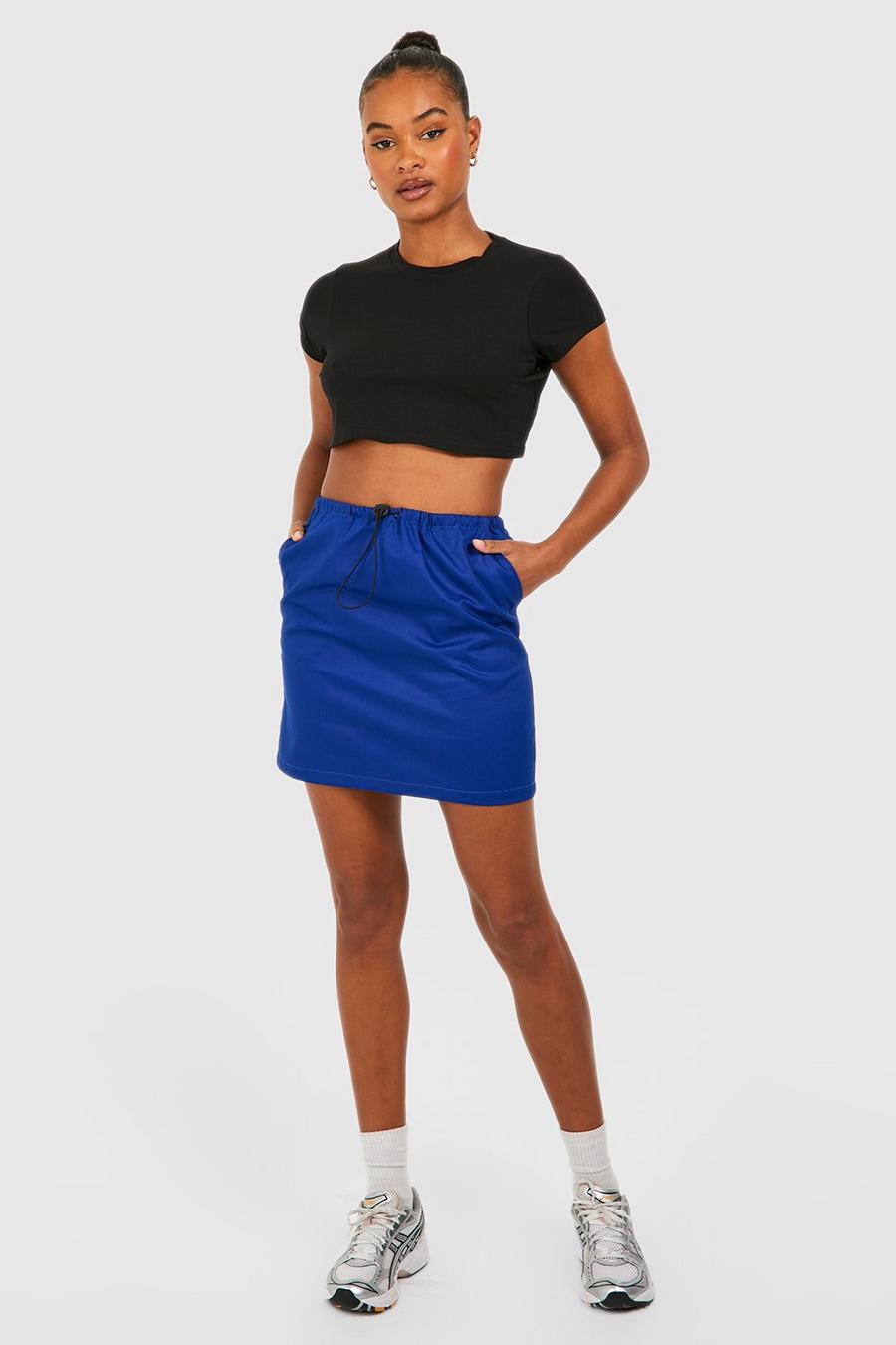Navy blu oltremare Tall Drawcord High Waisted Micro Mini Skirt