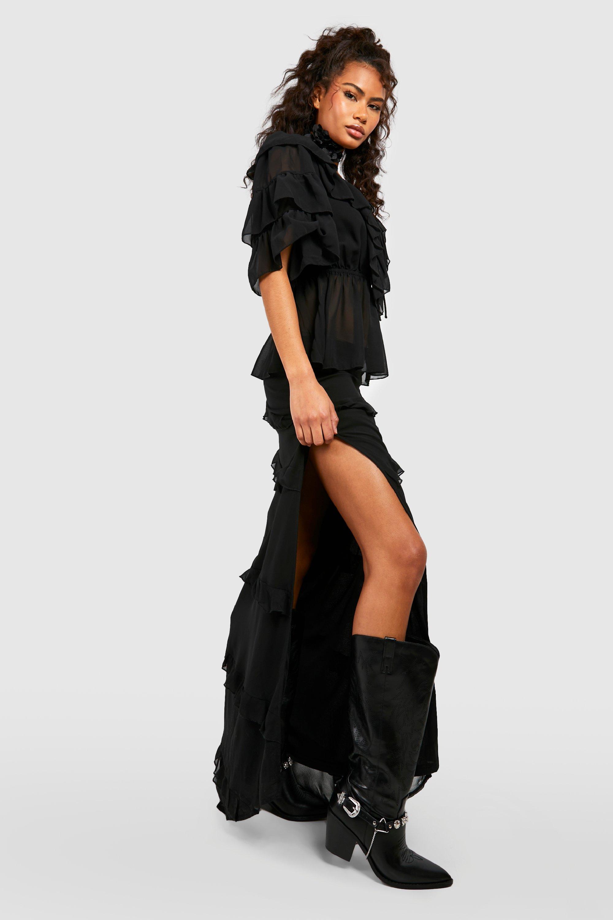 Chiffon Tiered Frill Maxi Skirt | boohoo Chiffon Tiered Frill Maxi Skirt | boohoo
