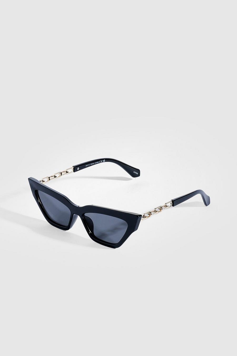 Black Cat Eye Chain Sunglasses image number 1