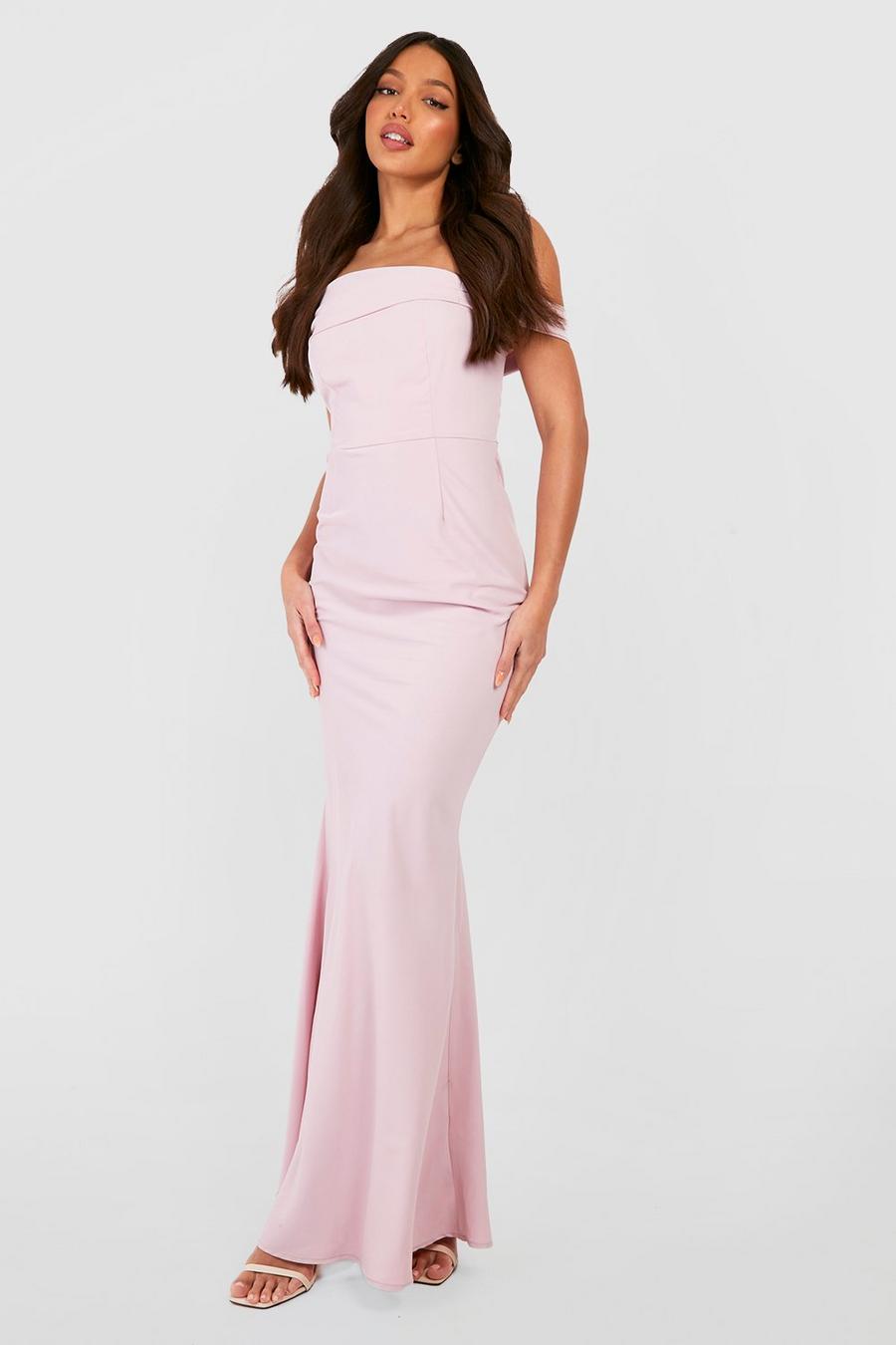 Blush rosa Tall Bridesmaid Off The Shoulder Maxi Dress image number 1