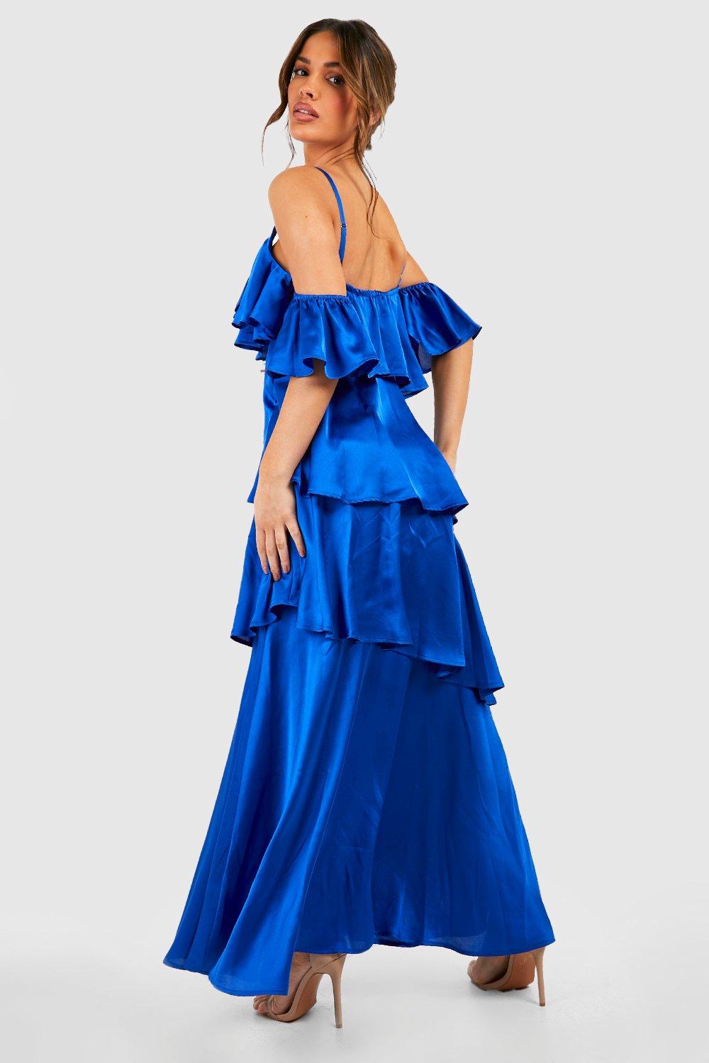 Glamorous cobalt ruffle tiered on sale dress