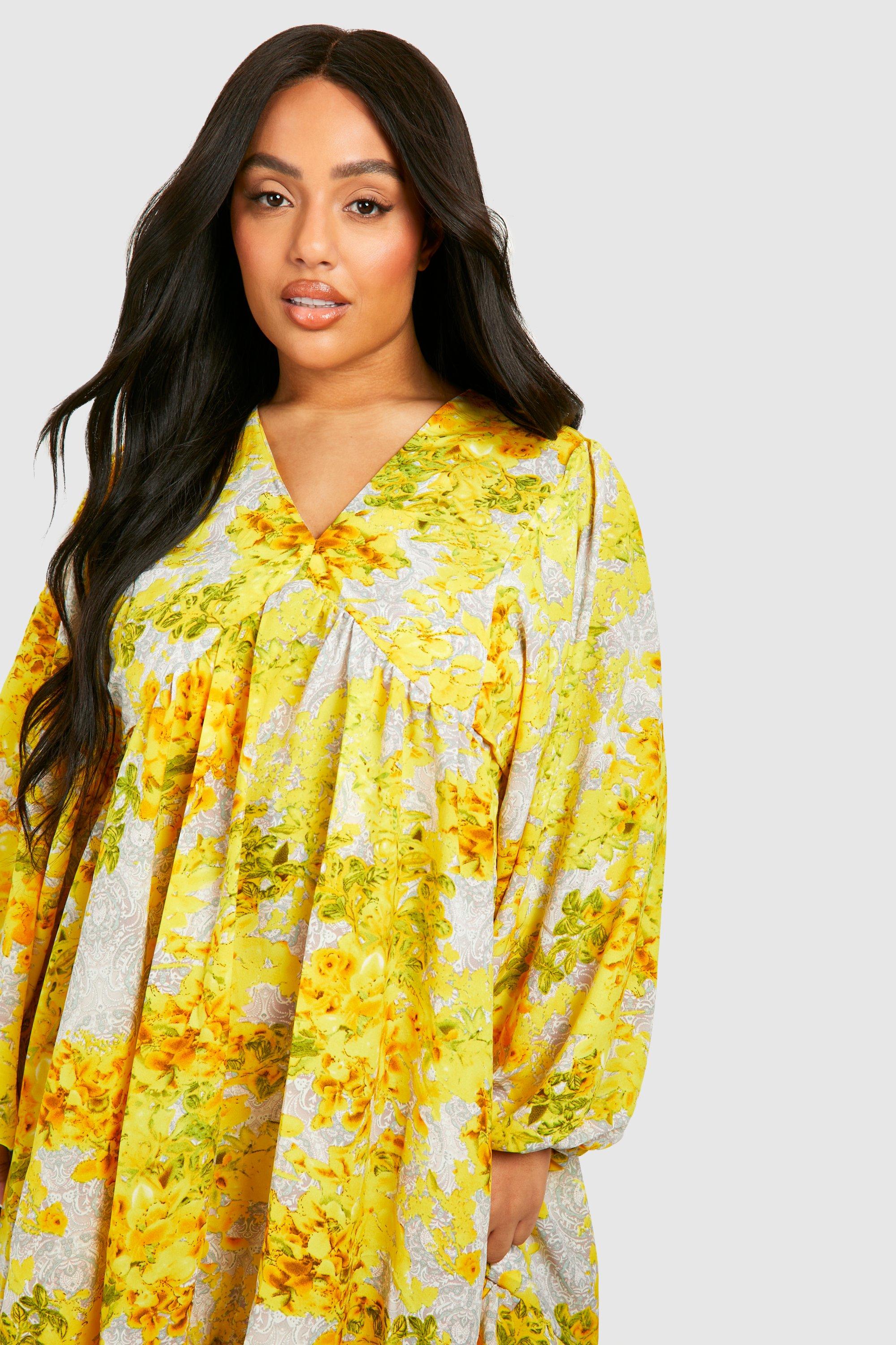 Grande taille Robe fleurie a volants