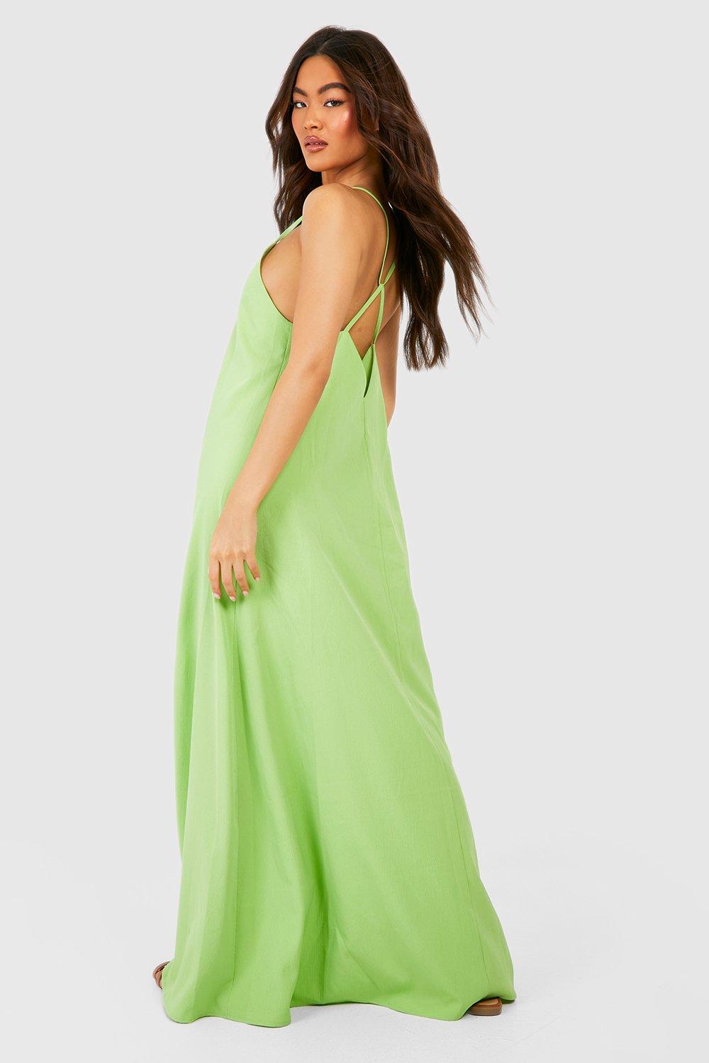 Green slip hot sale maxi dress