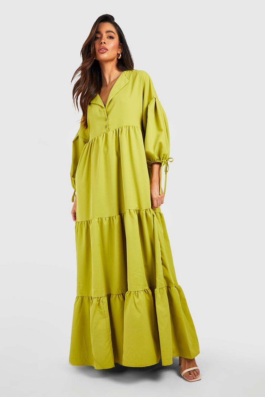 Chartreuse Button Through Maxi Dress image number 1