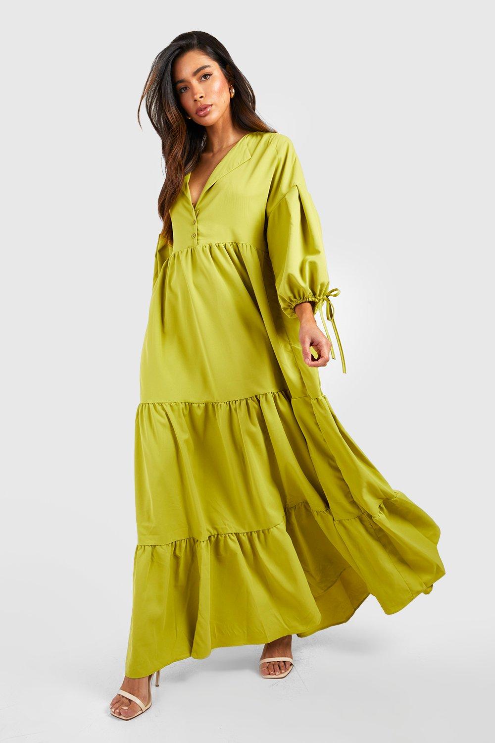 Petite Woven Wrap Tiered Maxi Dress Boohoo, 42% OFF