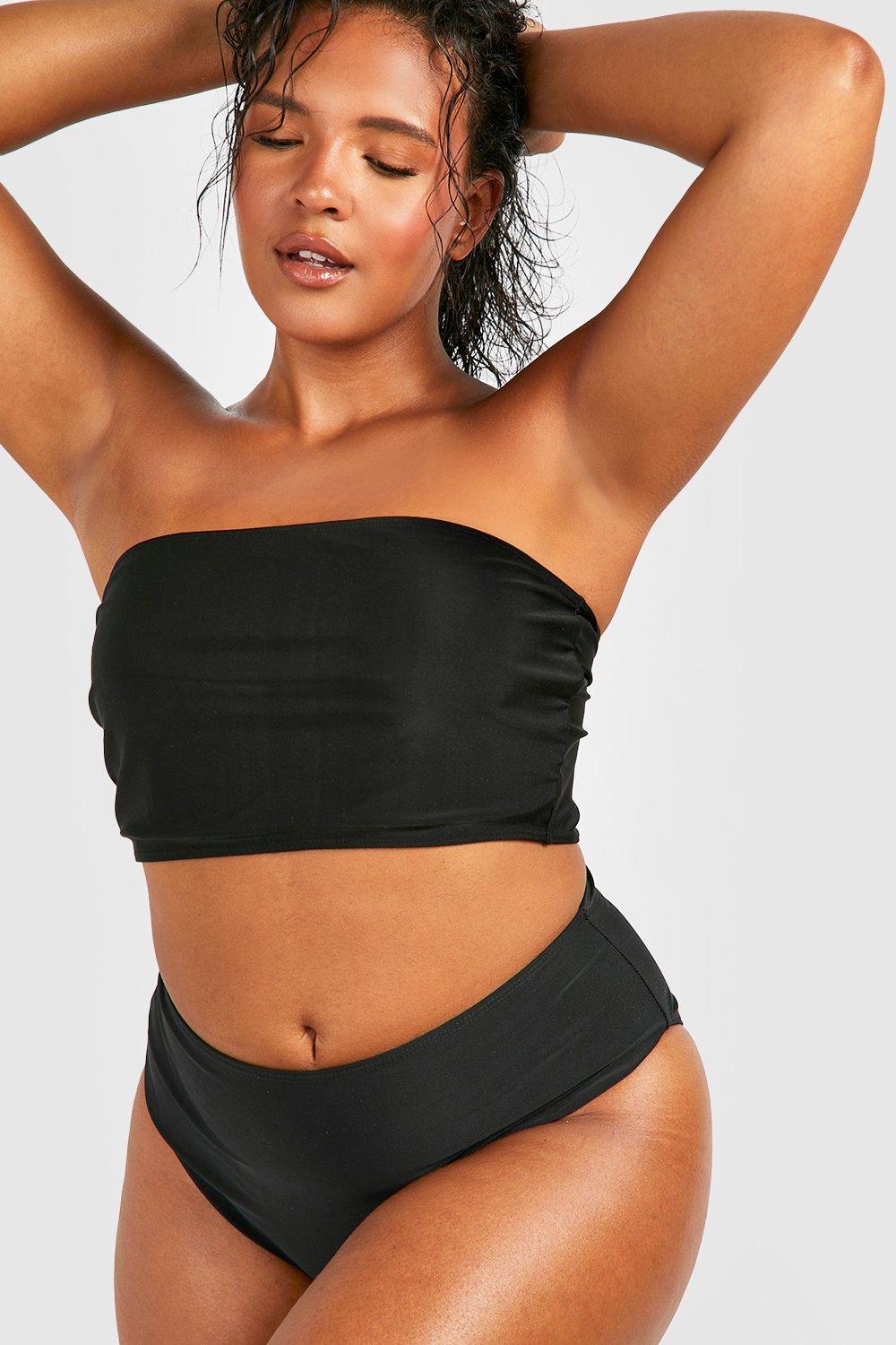 Plus size black bandeau bikini top clearance