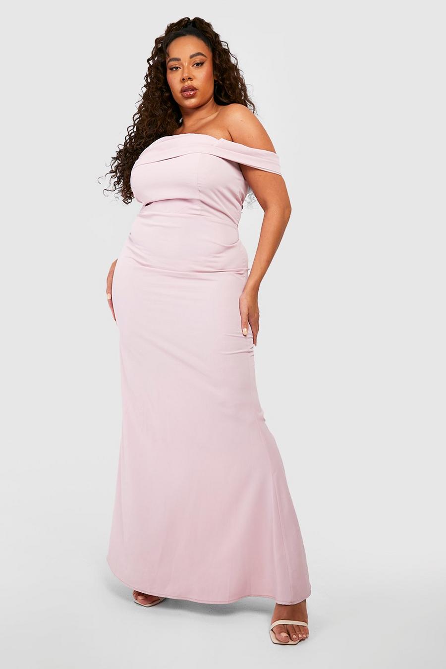 Vestito maxi Plus Size da cerimonia con spalle scoperte, Blush rosa image number 1