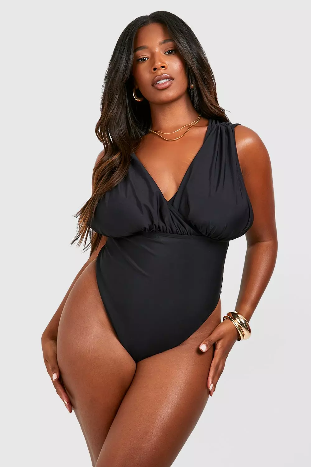 Black Plus Curve Enhance Smoothing Wrap Swimsuit alternative image