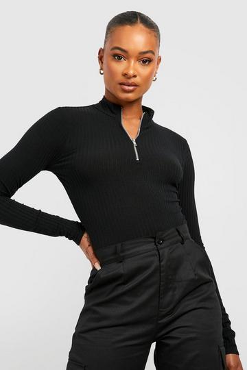 Tall Soft Rib Half Zip Jumper black