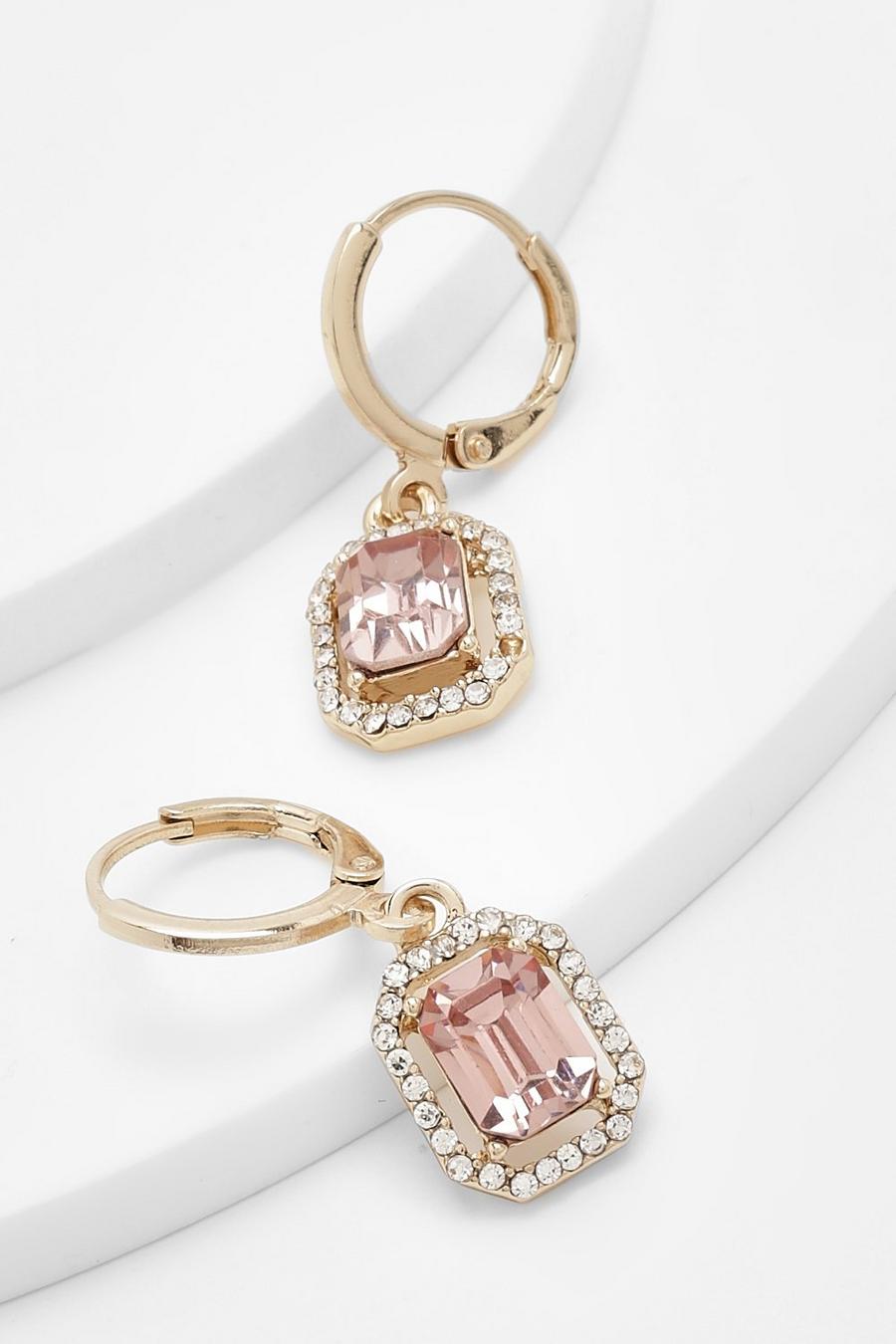 Pink Hoops örhängen med rosa smyckestenar