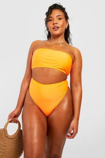 Orange Grande taille - Bikini bandeau taille haute