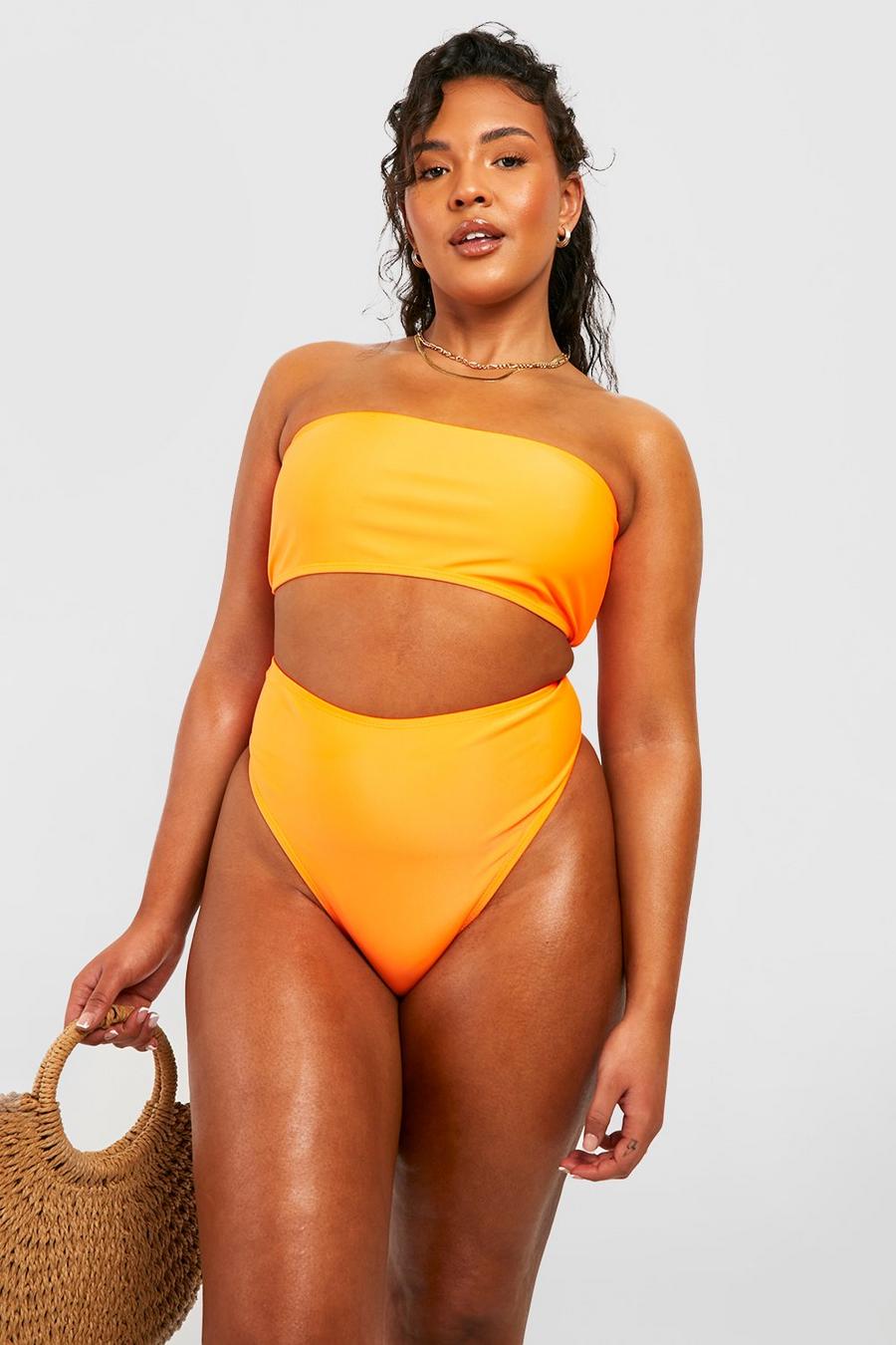 Bikini Plus Size a fascia a vita alta, Orange image number 1