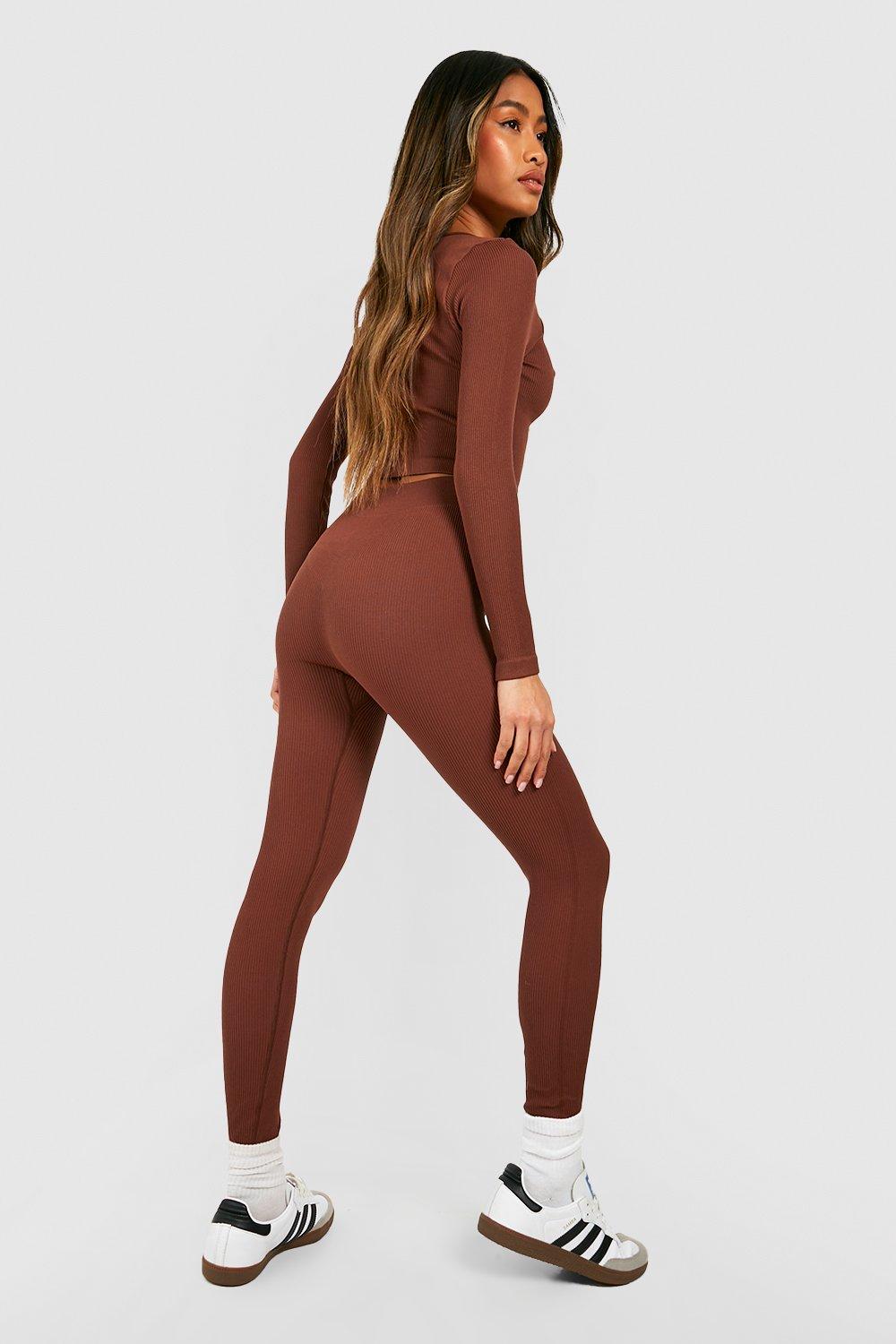 Chocolate Structured Contour Rib Leggings