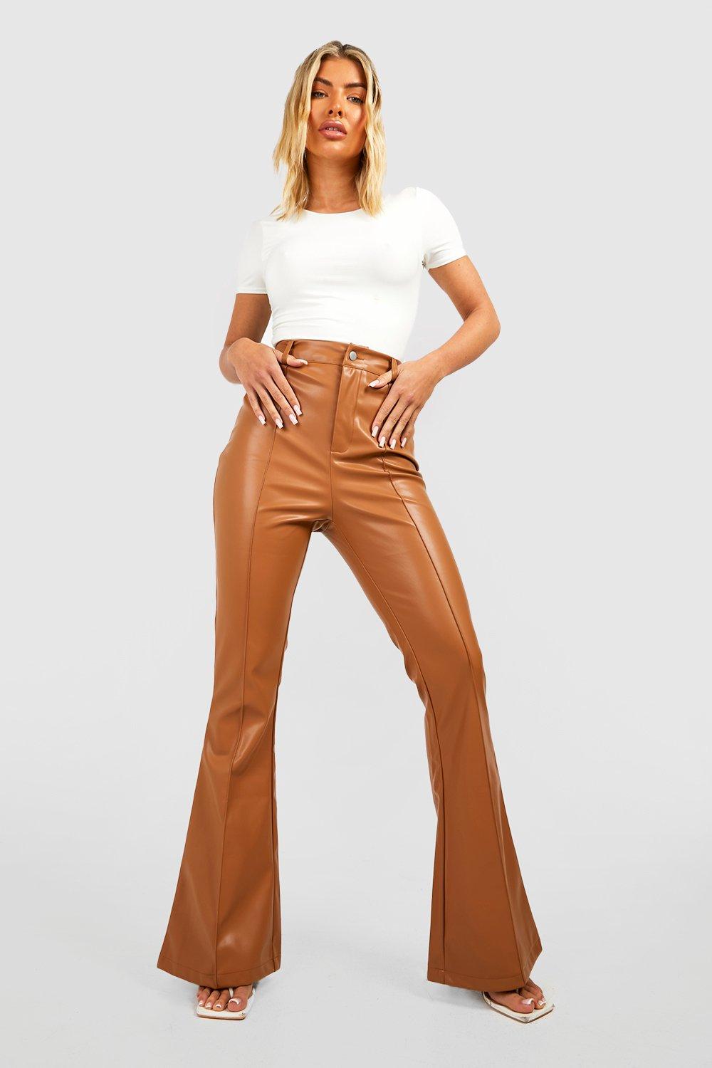 prieel Gehuurd opvoeder Faux Leather Tailored High Waisted Flared Pants | boohoo
