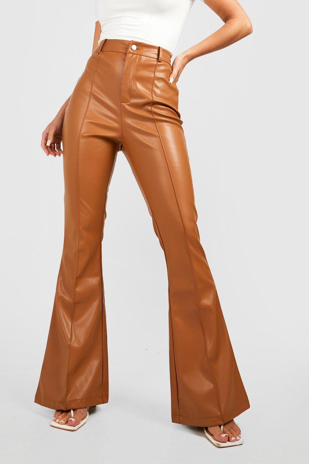 High Waist Faux Leather Flare  High waisted leather trousers