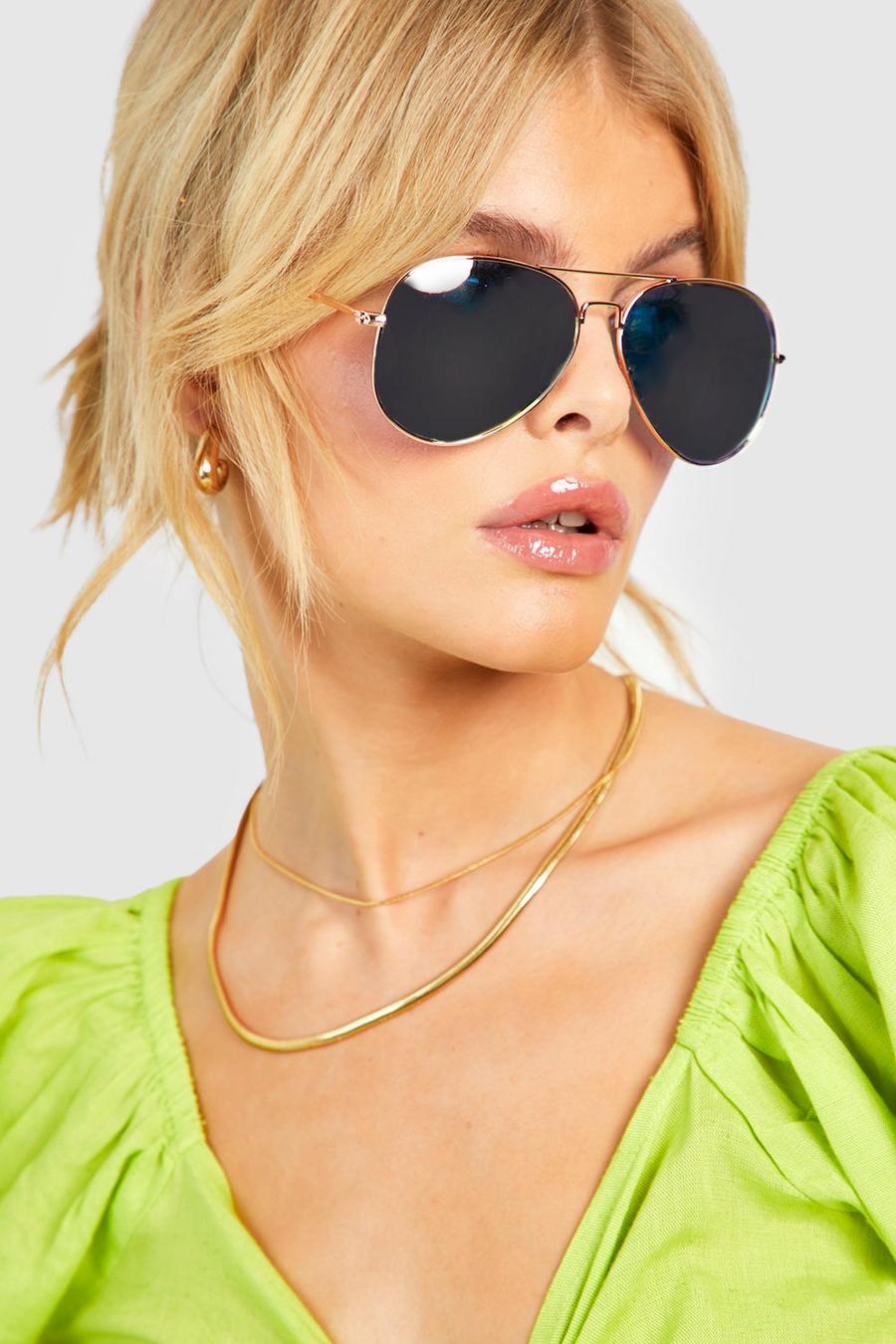 Multi Rose Gold Natural Ombre Aviator Sunglasses image number 1