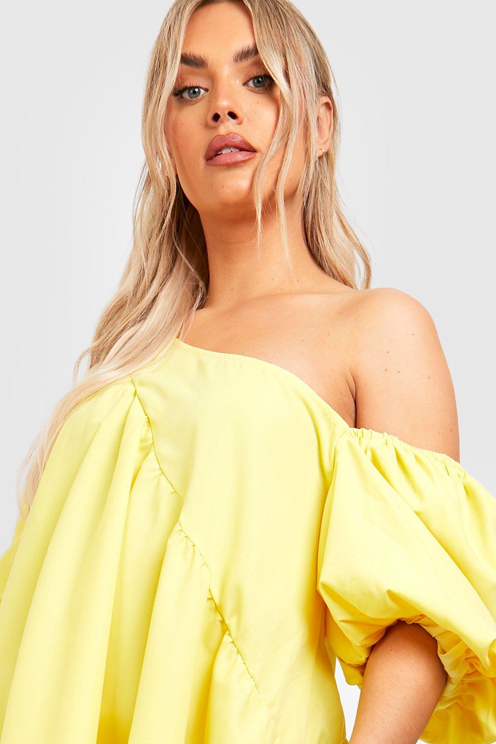 ASOS LUXE satin ruffle set in lemon