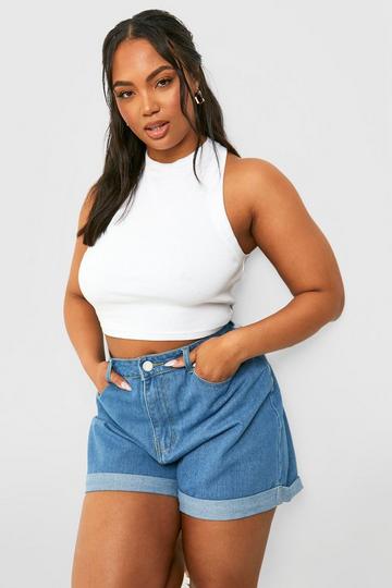 Plus Denim Roll Hem Short light wash