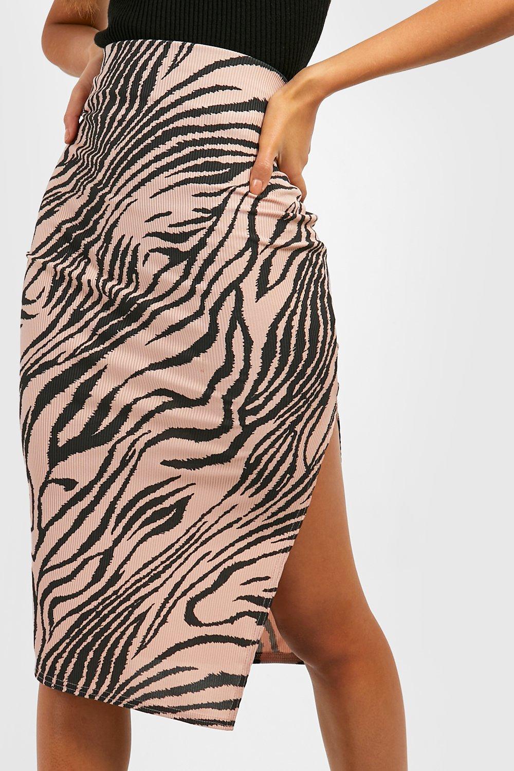 Khaki animal print outlet midi skirt