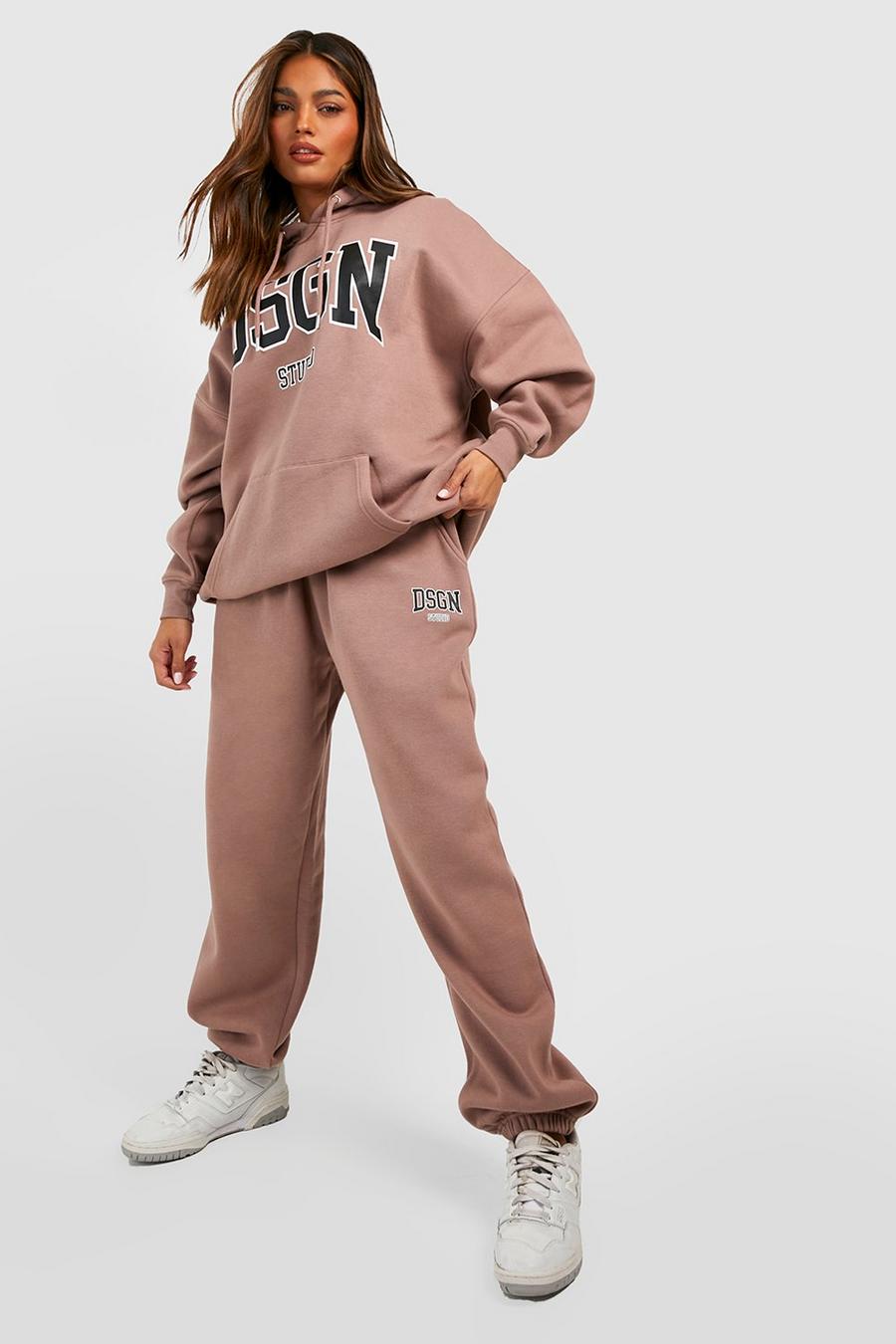 Taupe Dsgn Studio Collegiate Slogan Hooded Tracksuit image number 1