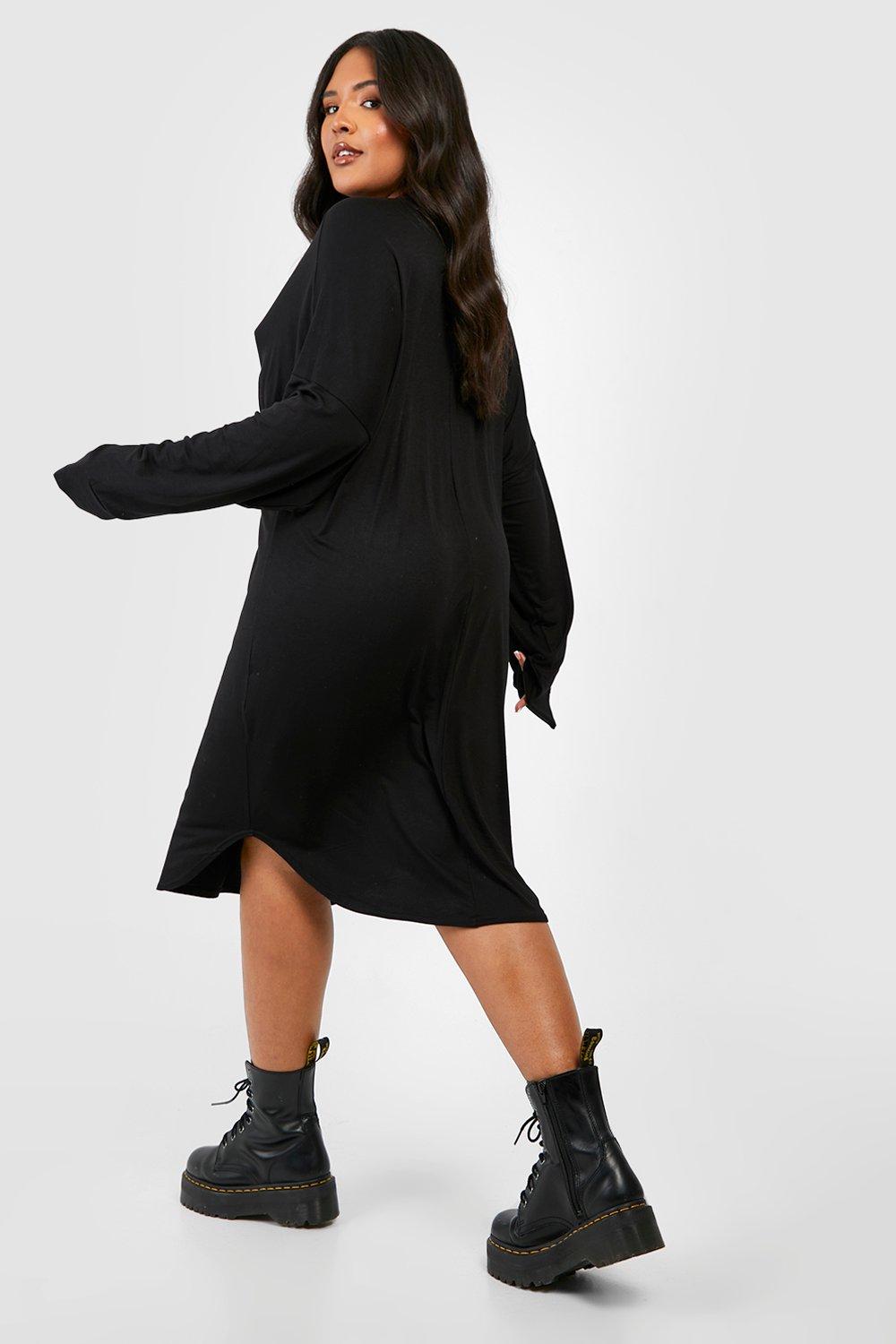 Long sleeve t hotsell shirt dress plus size