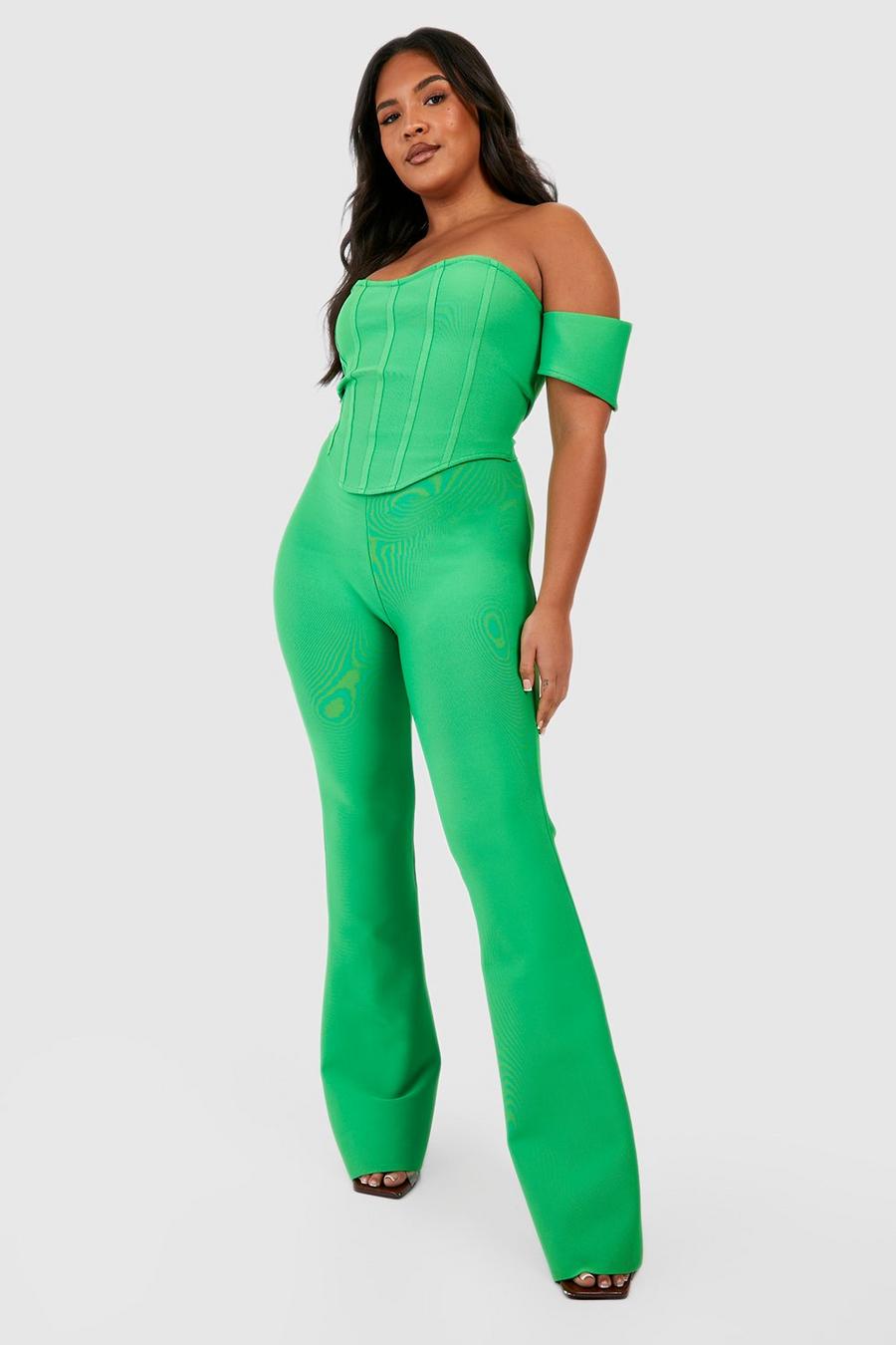 Pantaloni a zampa Plus Size Premium fascianti, Green image number 1