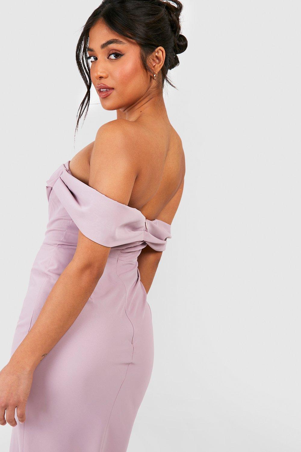 Boohoo off the 2024 shoulder maxi dress