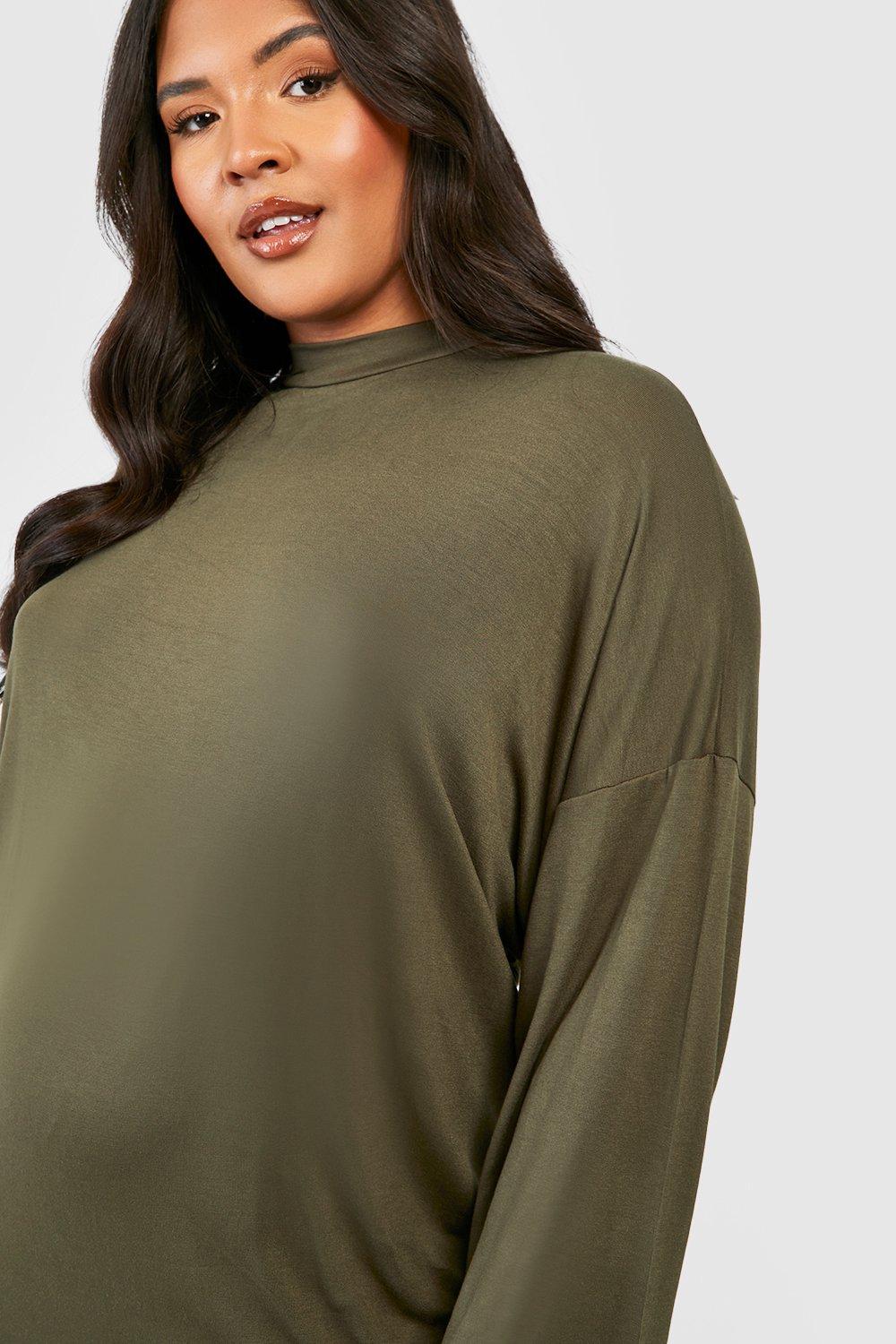 Khaki high hot sale neck top