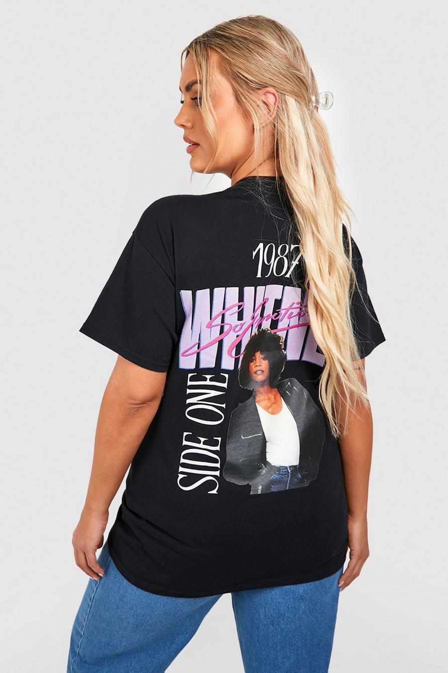 Black svart Whitney Houston Plus T-shirt med tryck