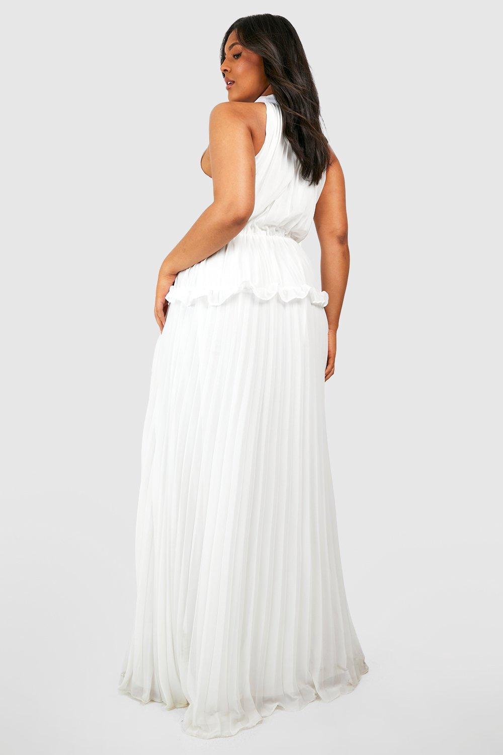 Pleated frill gown best sale