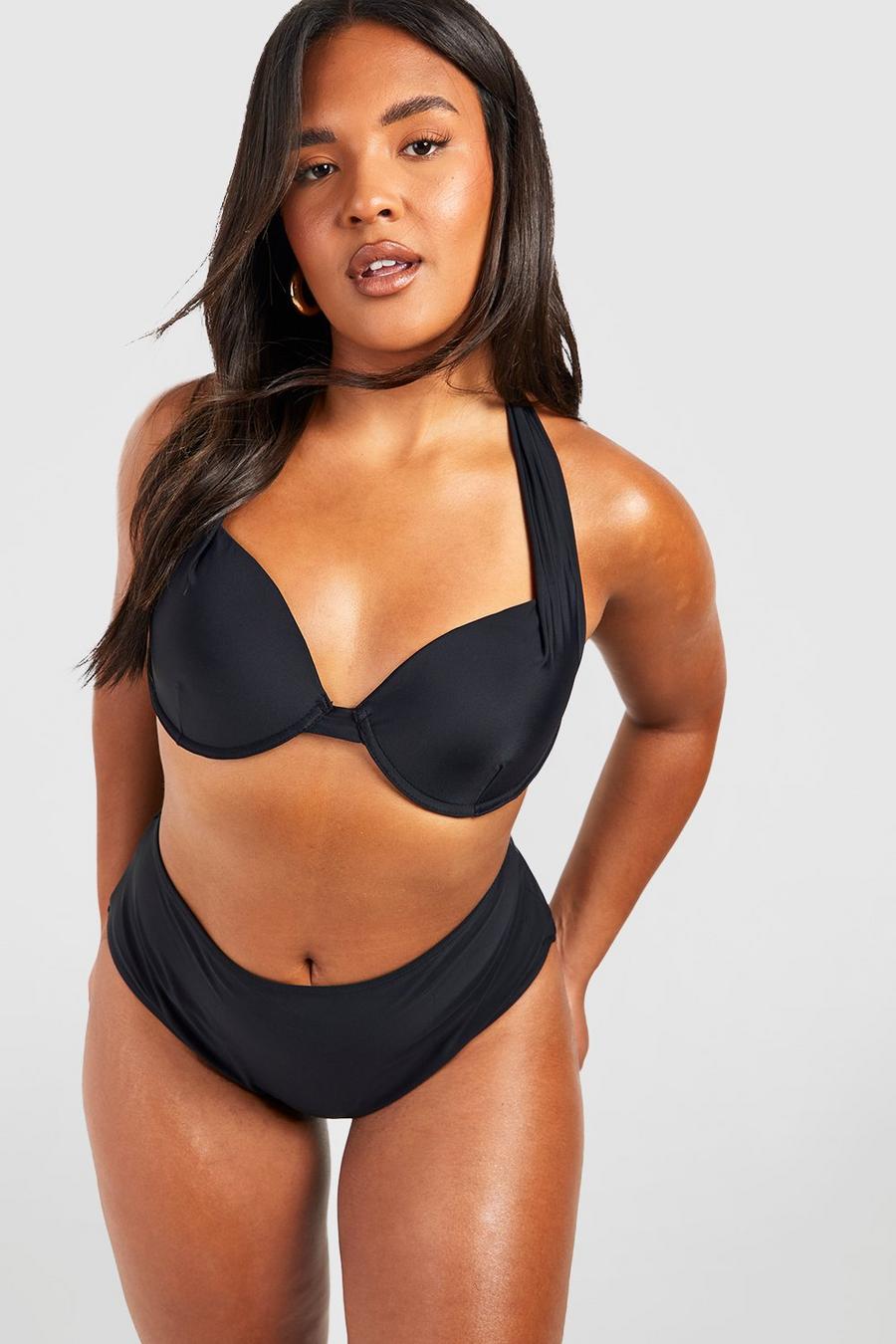 Bikini Plus Size modellante con ferretto e ferretto, Black image number 1