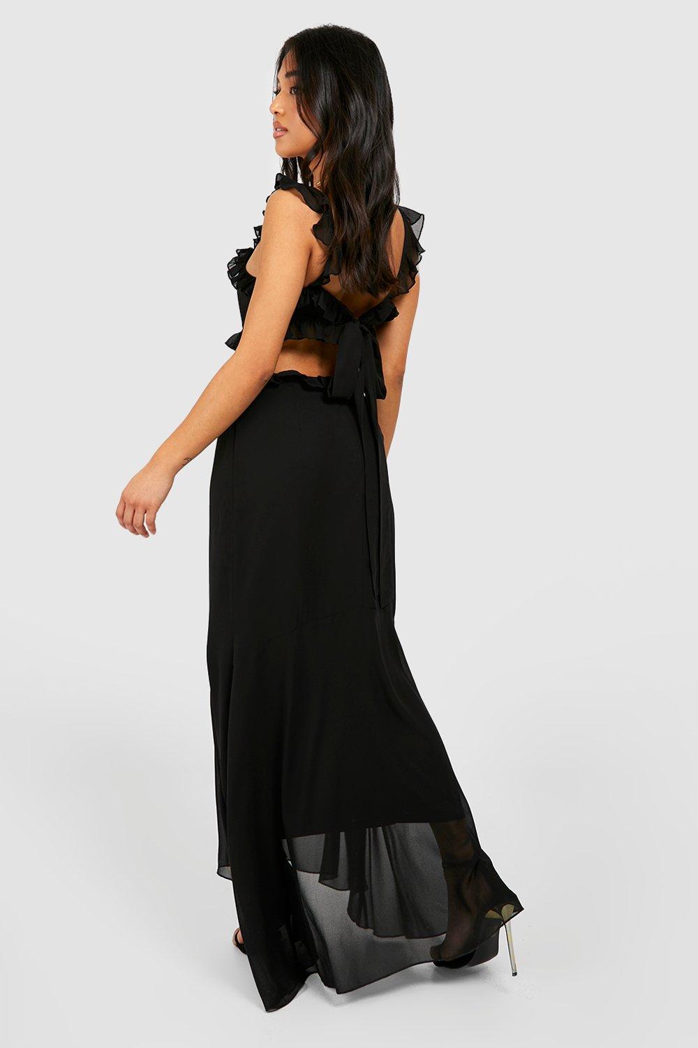 Petite Chiffon Ruffle Detail Maxi Dress