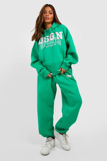 Dsgn Sports Slogan Hooded Tracksuit green
