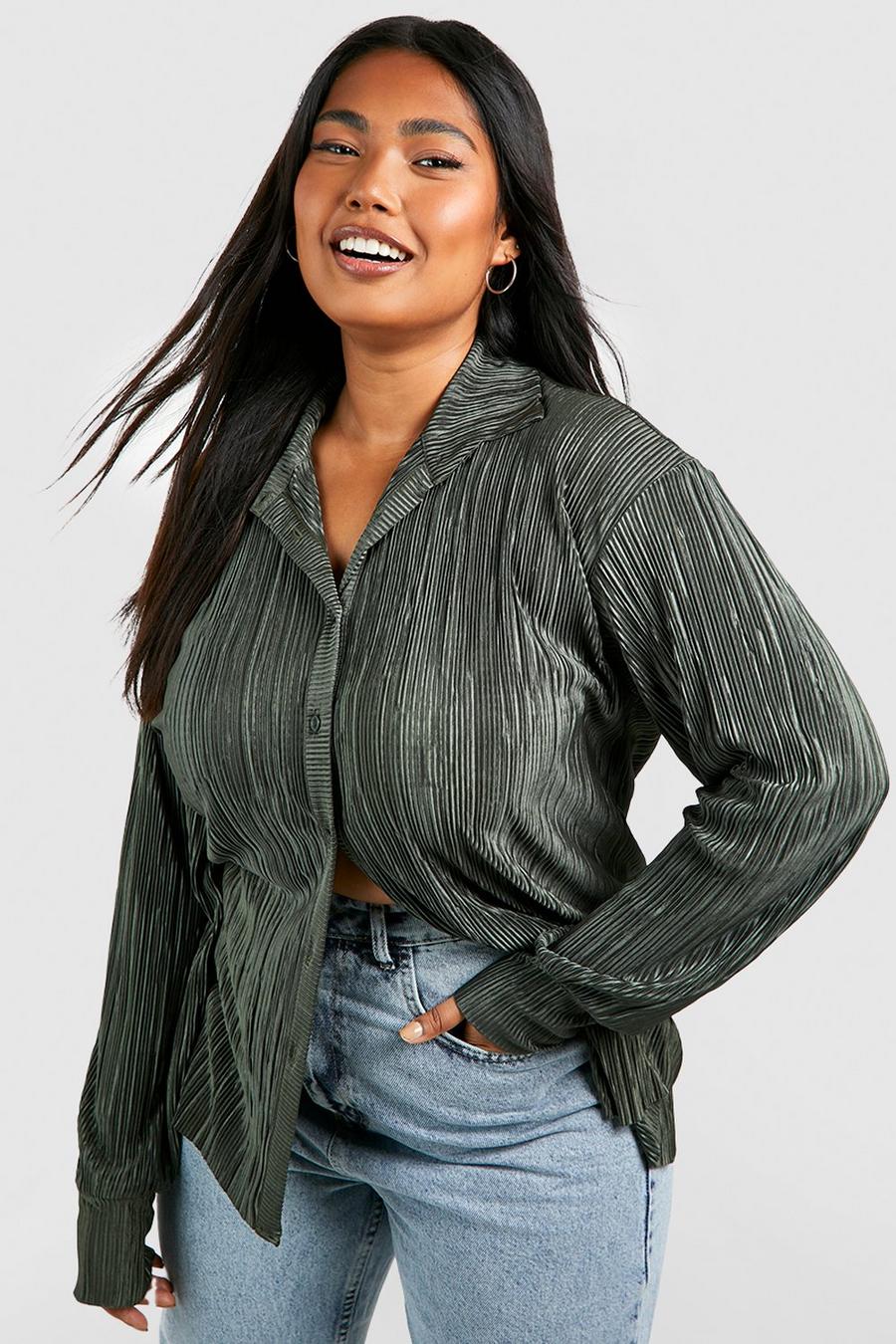 Olive Plus Oversized Plisse Blouse