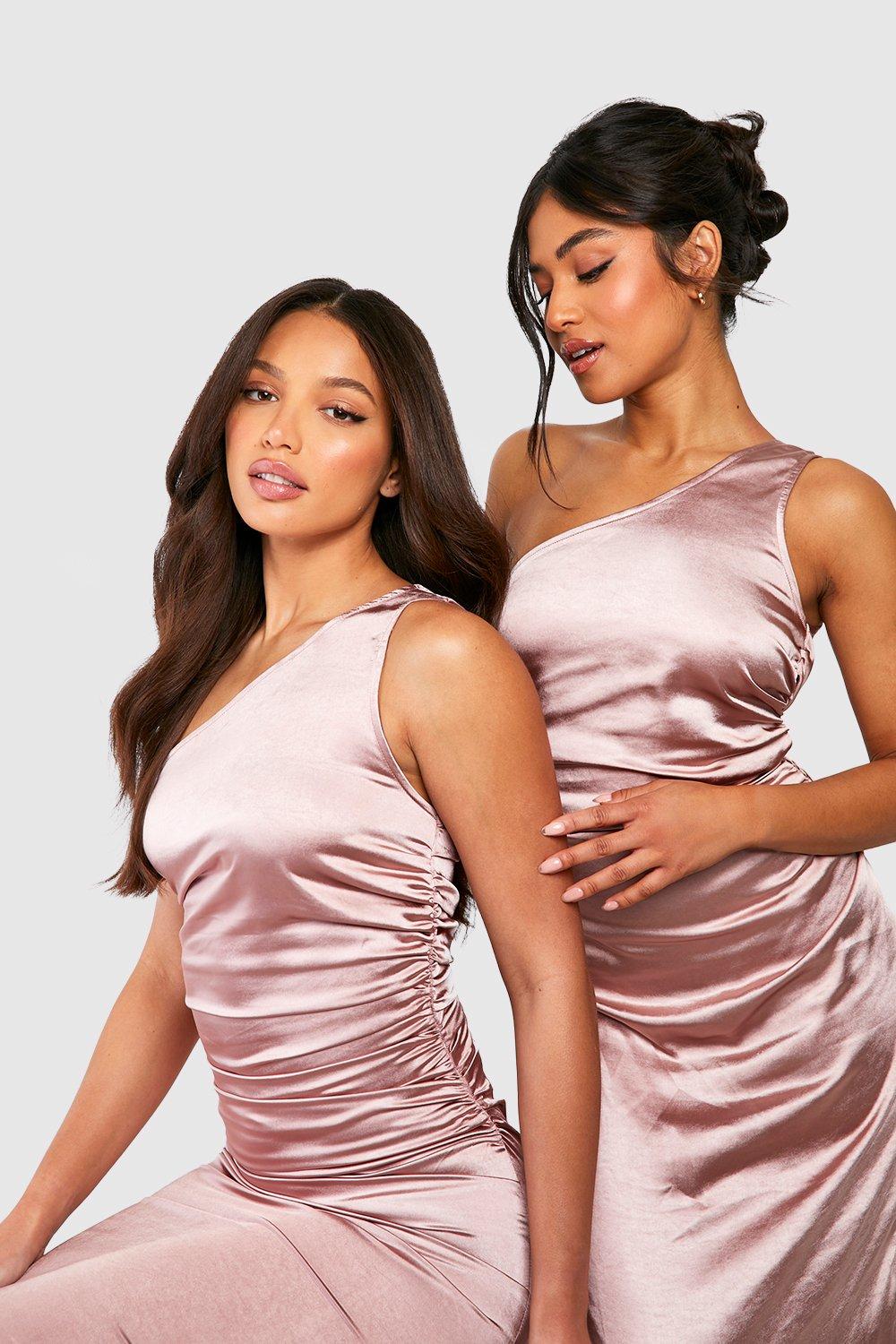 Never Let Go Rose Pink One Shoulder Ruched Side Detail Maxi Dress