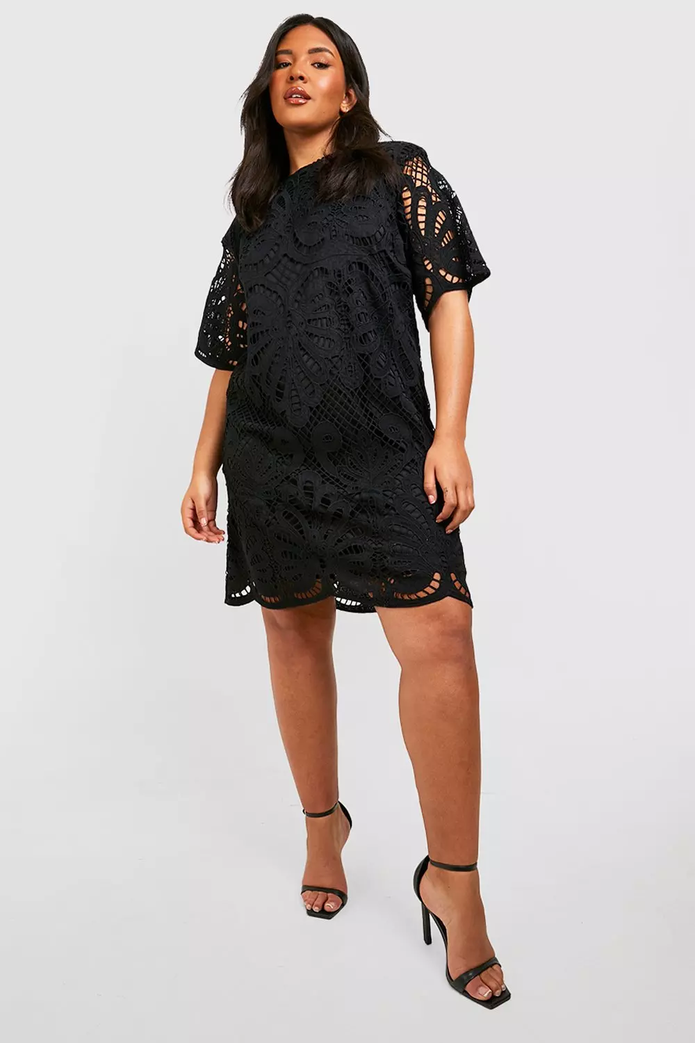 Plus all over lace shift dress best sale