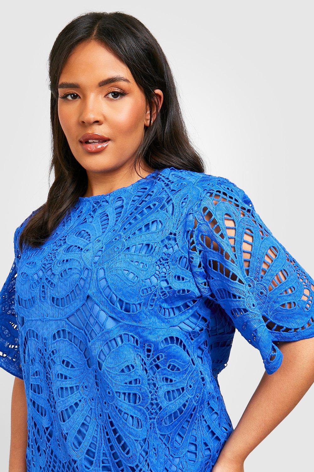 Royal blue crochet clearance dress