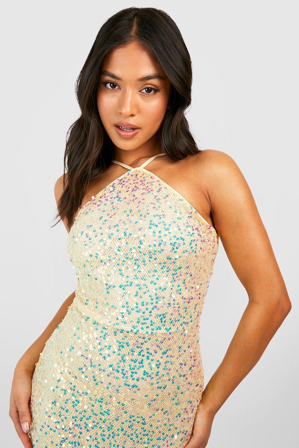 Missguided gold 2025 sequin dress