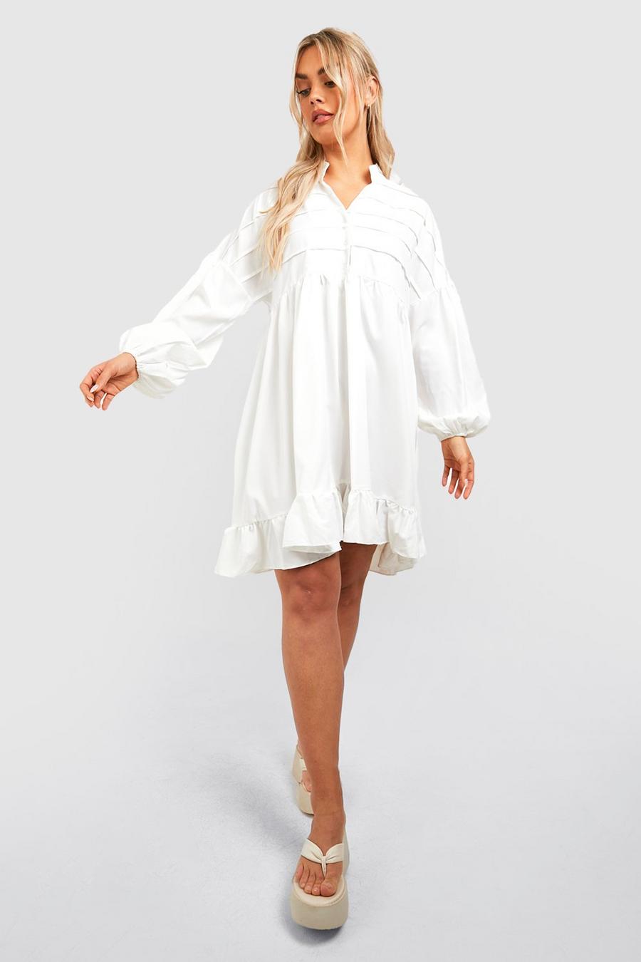 White Plus Woven Frill Hem Shirt Dress image number 1