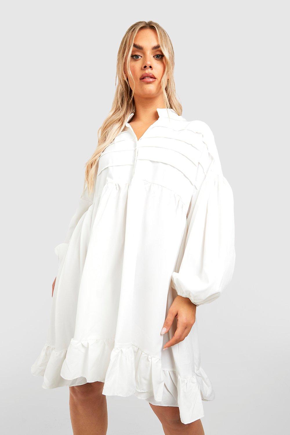 Plus Woven Frill Hem Shirt Dress boohoo CA