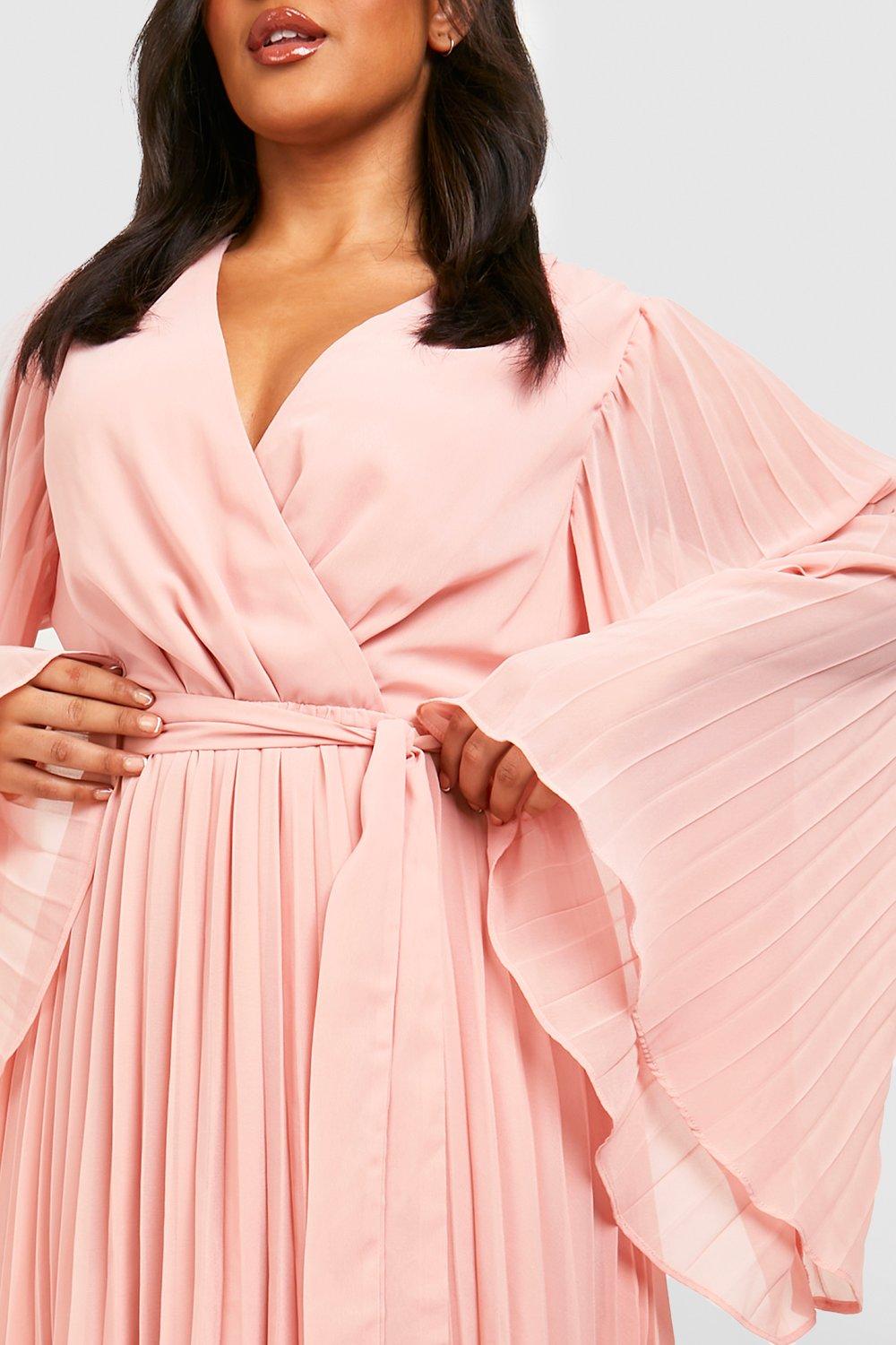 Boohoo pink hot sale wrap dress